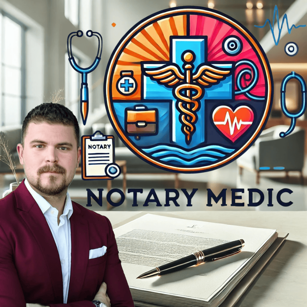 Notary Medic logo. Beautiful piece of art representing Mark Hingle experience as a Paramedic, Notary, Real Estate agent, and Mortgage Originator. 